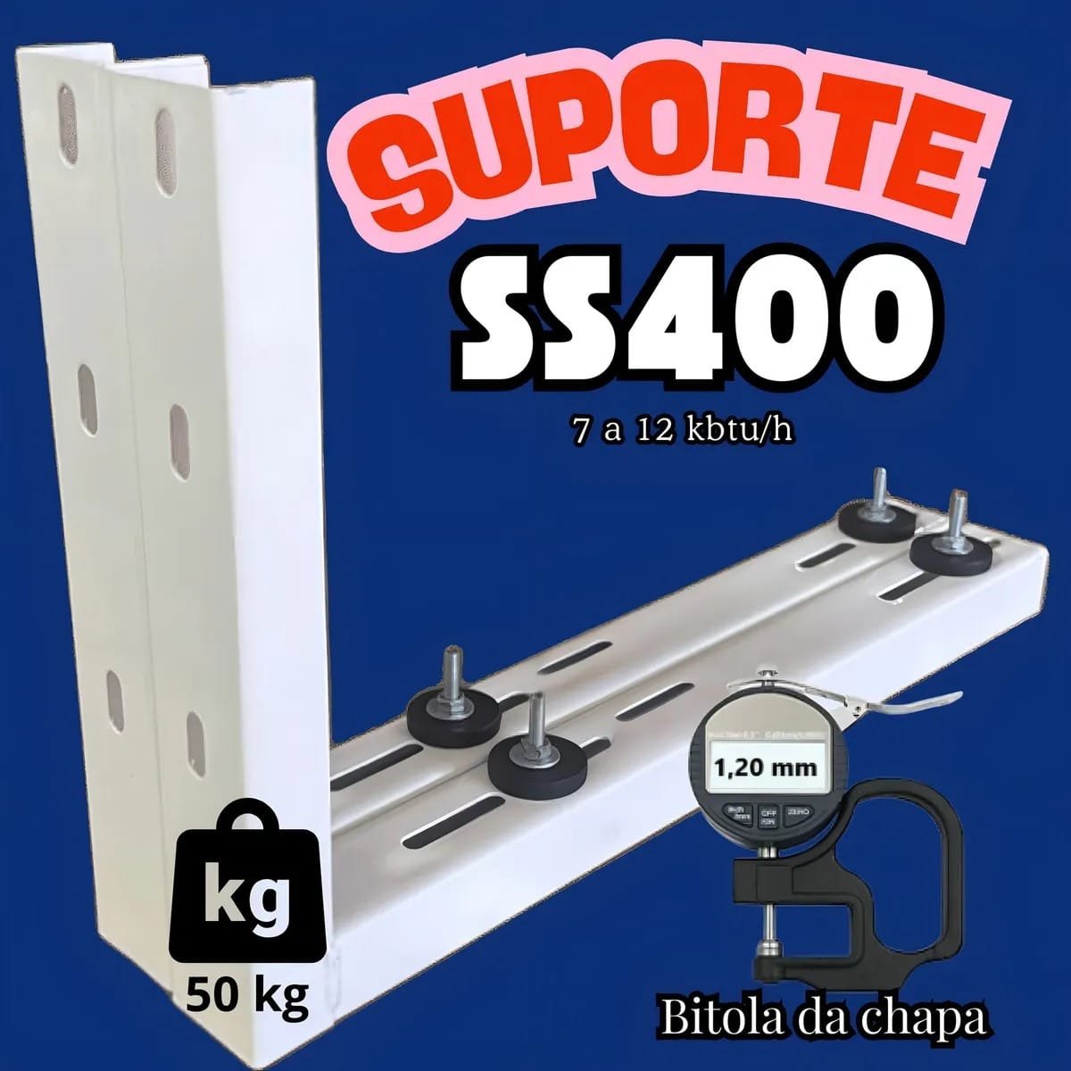 SUPORTE TIPO U EM FORMATO “L” SS400 – DE 7.000 á 12.000 BTU/H (Caixa com 12 pares) - Imagem 3