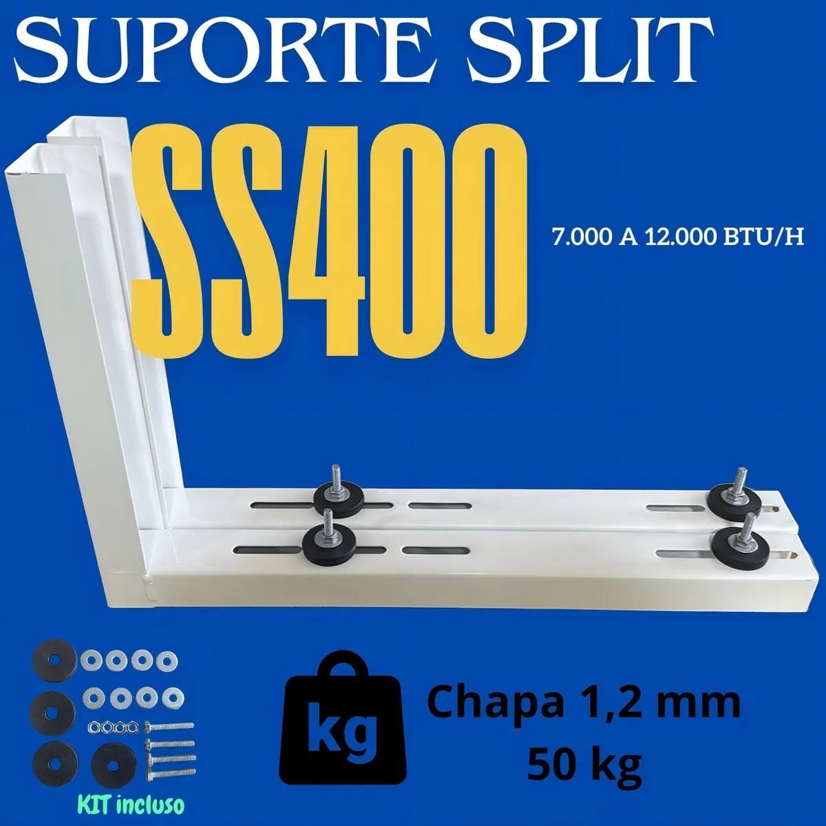 SUPORTE TIPO U EM FORMATO “L” SS400 – DE 7.000 á 12.000 BTU/H (Caixa com 12 pares) - Imagem 5
